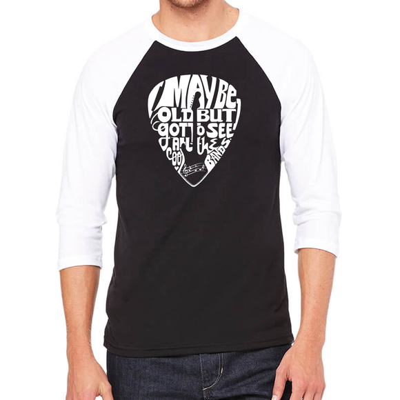 Men's Raglan Baseball Word Art T-shirt - Guitar Pick - Picture 1 of 2